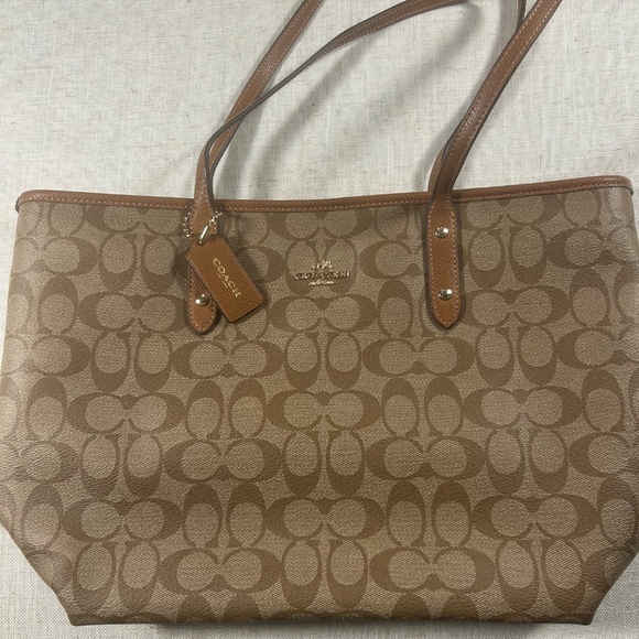 Coach Signature City Zip Tote Bag – Khaki/Saddle Brown – F36876 – MSRP $295 - Picture 4 of 7
